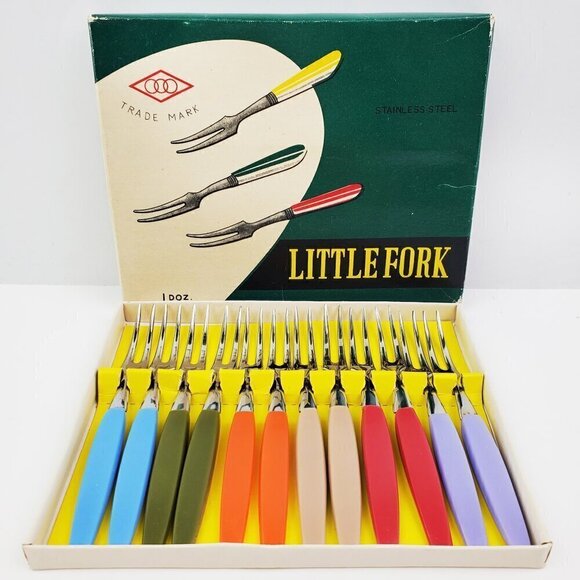 German Cocktail Little Forks Vintage Rostfrei Stainless Steel No. 866 Set 12 MCM - Picture 1 of 12